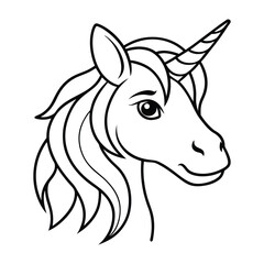 Magical Unicorn Line Art Illustration with Elegant Flowing Mane