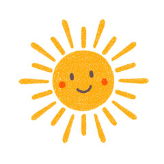 色鉛筆タッチの太陽のイラスト①