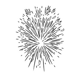 Obraz premium Drawn Fireworks Burst Vector Outlines Design