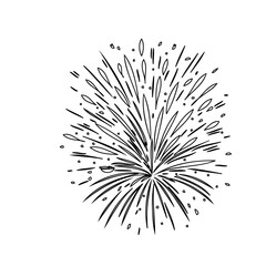 Fototapeta premium Festive Hand Drawn Fireworks Burst Line Art