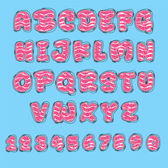 Alphabet and numeral set with a playful design
