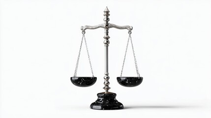 Elegant black and silver balance scales on a white background