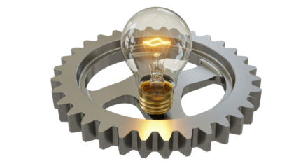 Isolated Light Bulb in Gear Mechanism for Innovation