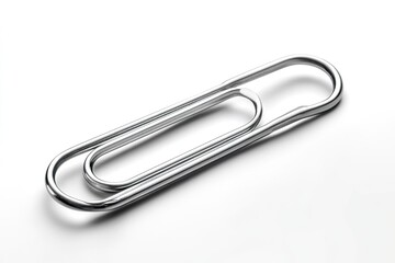 A single, silver paperclip isolated on a white background