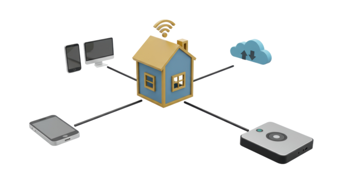 Isolated Smart Home Network Connection Illustration