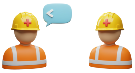 Isolated Construction Workers Avatars with Speech Bubble