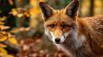 Fototapeta premium Red Fox in Autumn Forest