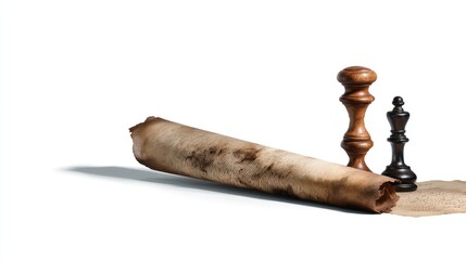 Ancient scroll and wax seal on a white background