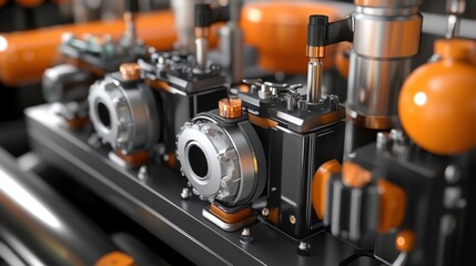 Fototapeta premium Close-up view of industrial machinery components