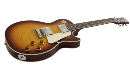 Isolated Sunburst Les Paul Electric Guitar - Musical Instrument