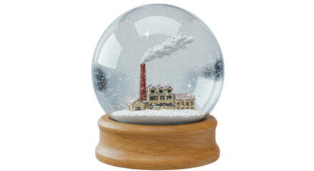 Isolated Snow Globe with Factory Scene - Winter Scenery