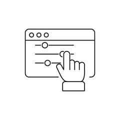 Control panel. Software installation and configuration.Vector linear icon isolated on white background.