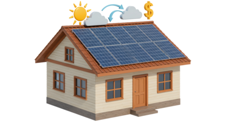 Isolated Solar Panel House with Cloud Money Exchange