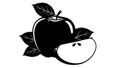 Isolated Black and White Apple with Slice