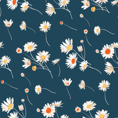 art,vintage seamless small flowers pattern ,in dark background