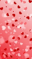 Obraz premium Falling red and pink hearts on glowing Valentine background