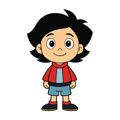 Cute Cartoon Boy Character Wearing Red Jacket Illustration