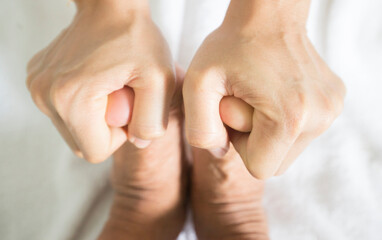 Foot massage in a spa to relax the muscles of the feet and body.