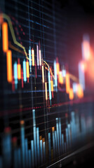 Business and financial stock market, Economic graph with diagrams, bitcoin and cryptocurrency, Futures, Business investment and stock trading on dark background - Generated by Generative A