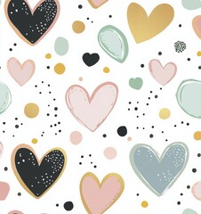 seamless pastel rainbow and heart pattern for kids packaging and baby products
