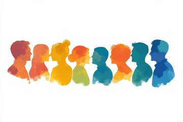 Colorful silhouettes of diverse people reflecting connection and diversity in a creative artistic style