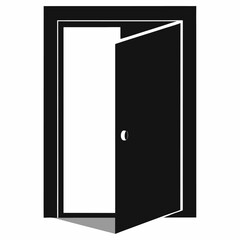Open door black vector on white background.