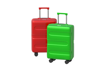 Two travel suitcases isolated on white background. Bag for luggage. 3d render