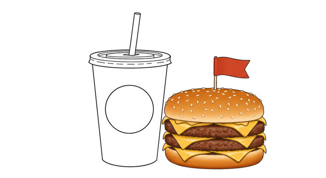 burger and drink, food, white background clip art preview
