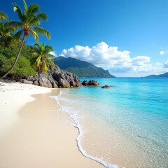 tropical beach with palm trees