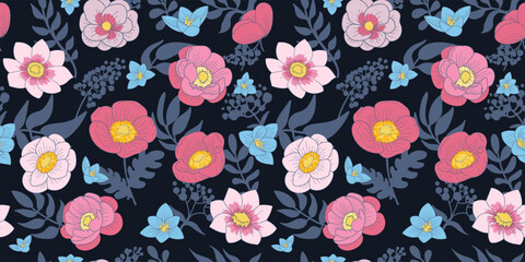 Pattern flower. Spring minimal print. Floral abstract nature background. Patchwork painting in modern style. Kids plant cute fabric, wrapping, wallpaper. Vector textile vintage isolated illustration