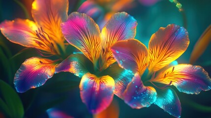 Vibrant Neon Alstroemeria: A Symphony of Colors
