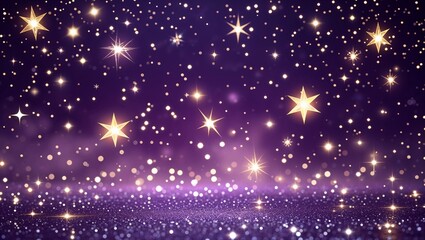 Glistening stars and sparkles scattered across a deep purple background creating a magical atmosphere