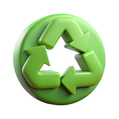 Obraz premium 3D minimalist eco-friendly icon with a recycling symbol. Perfect for sustainability and environmental-related visualizations. Isolated on transparent background.