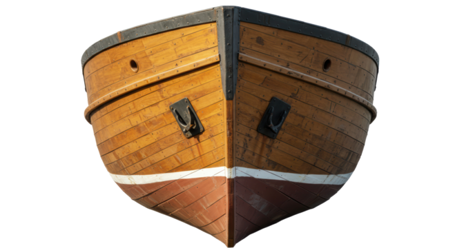 Isolated Front View of Wooden Boat Bow for Nautical Theme