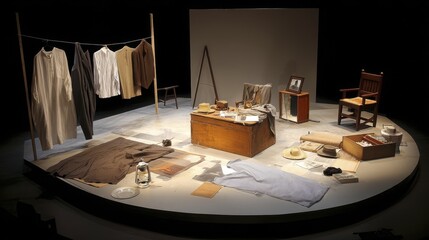 Empty stage with scattered theatrical cos-3 - empty lights black disorder