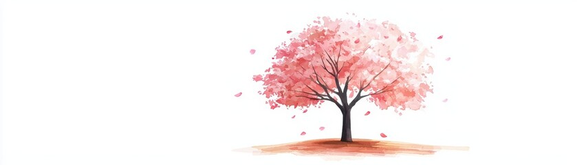 Fototapeta premium Graceful pink blossom tree with soft petals in gentle breeze