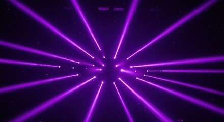 Abstract purple light beams radiating from center point