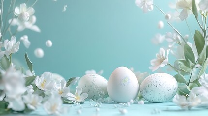 Minimal soft pastel easter decor floral bloom joy celebration elegant background design greeting image