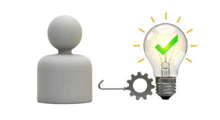 Isolated Idea Connection Process Lightbulb Man Gear