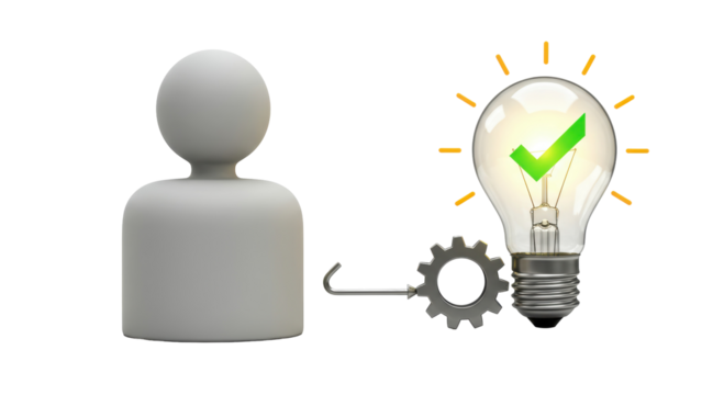 Isolated Idea Connection Process Lightbulb Man Gear