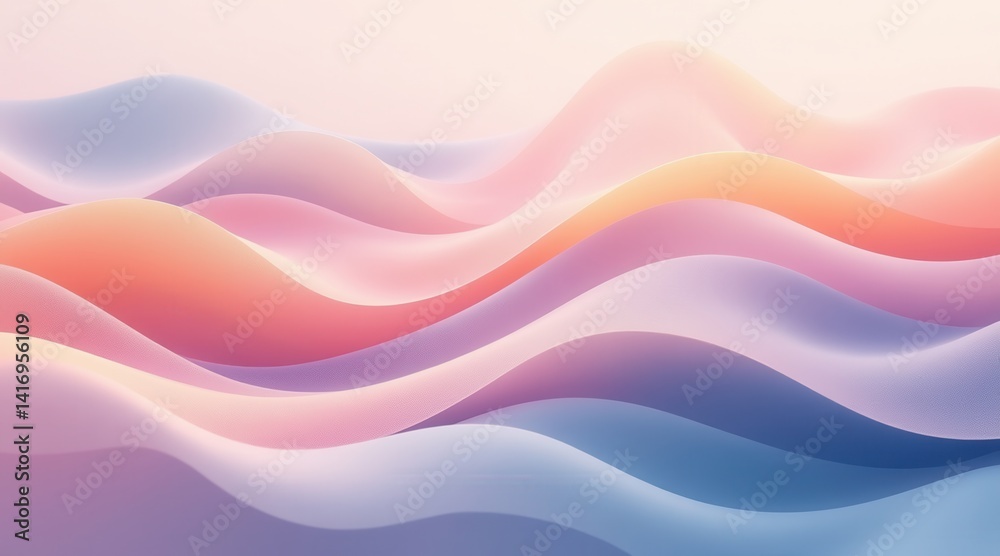 Leinwandbilder a serene, abstract wave pattern featuring soft pastel colors, creating a soothing and fluid visual e