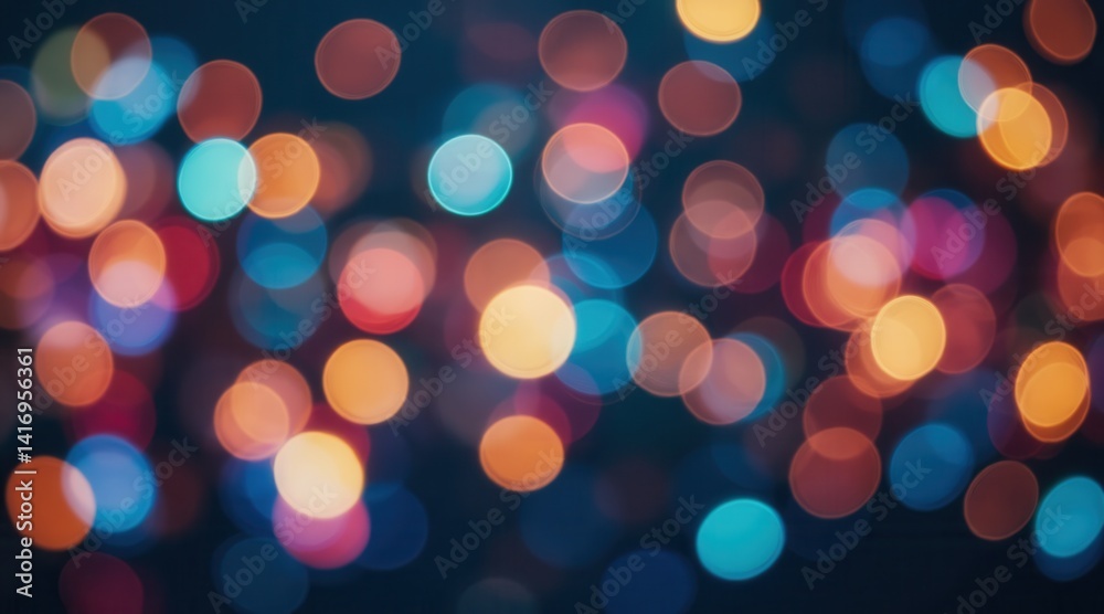 Aufkleber a vibrant, blurred background of colorful bokeh lights in various shades, creating a festive and dre