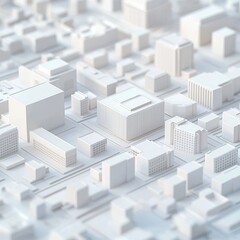 Fototapeta premium Abstract aerial view of a white city with high-rise buildings and intersecting roads