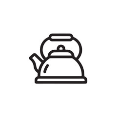 Tea Kettle Icon on White Background, tea making icon, boiling water kettle.