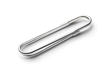 A silver, oval-shaped, metal key chain with a smooth, polished finish