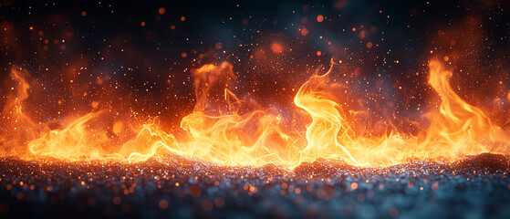 vibrant flames dancing against a dark background