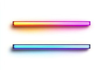 Two horizontal neon lines, one orange-pink, the other blue, against a white background
