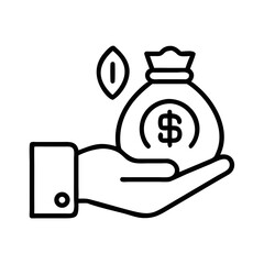 Fototapeta premium Money bag symbolizing savings held in a hand 