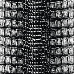 Seamless Alligator Texture – Black and White Vector Pattern Design