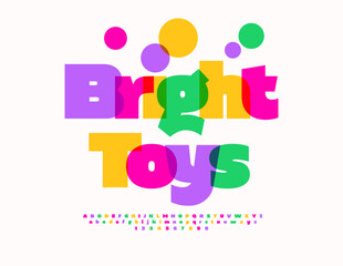 Fototapeta premium Vector Festive logo Bright Toys. Colorful Children Font. Bold Watercolor Alphabet Letters and Numbers set.